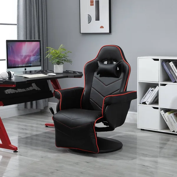 Vinsetto Home Comfortable Office Video Game Sofa Swivel Chair with A Strong Ergonomic Design & Quality Material - Black
