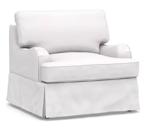 Soma Hawthorne English Arm Slipcovered Armchair, Polyester Wrapped Cushions, Twill White - Furniture - Chairs - Pottery Barn