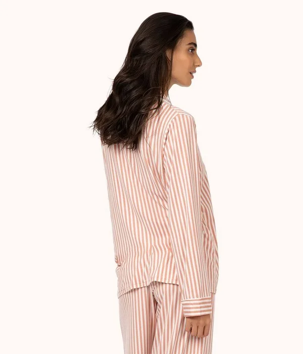 Lively The All Day Lounge Shirt, Size Small in Mini Stripe Shell Pink at Nordstrom