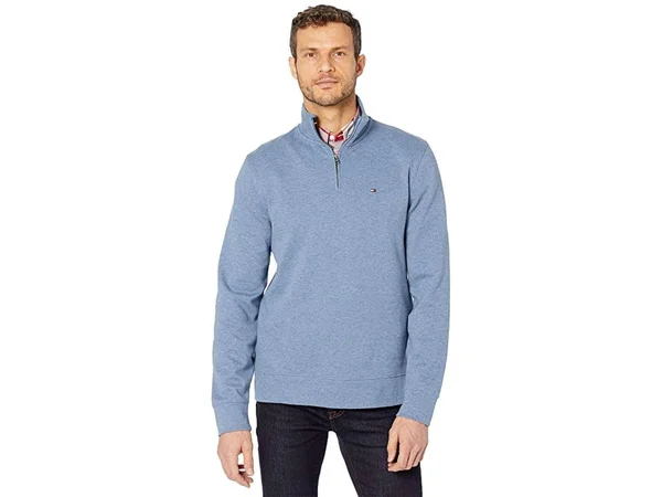 Tommy Hilfiger Men's French Rib Quarter-Zip Pullover Sweater XL Blue