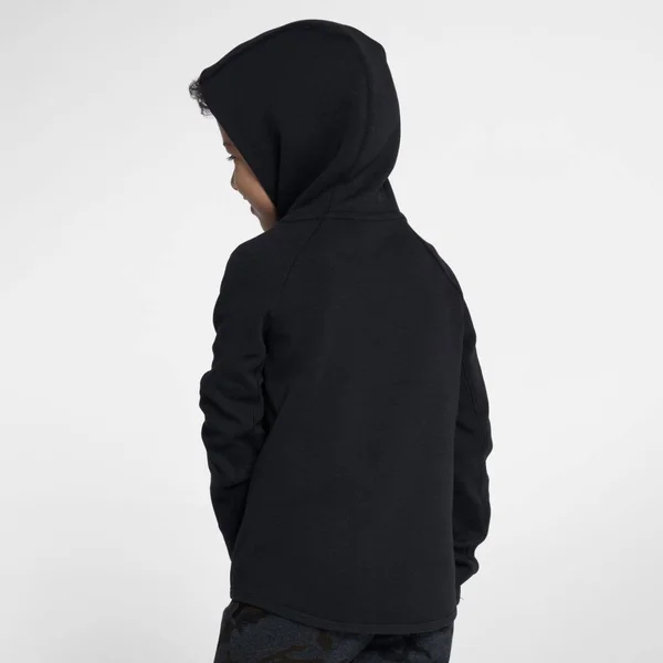 Nike Sportswear Tech Fleece Little Kids& Full-Zip Hoodie in Black, Size: 4, 86E312-023