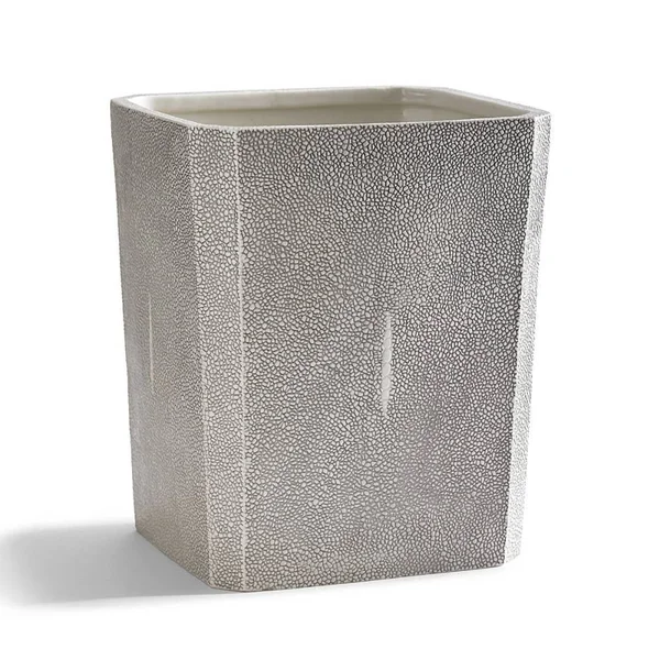 Kassatex Shagreen Waste Basket - Porcelain