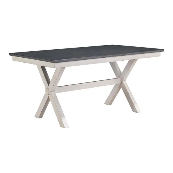 Furniture of America Egretta Transitional Wood Dining Table in Gray and White - IDF-3163WG-T