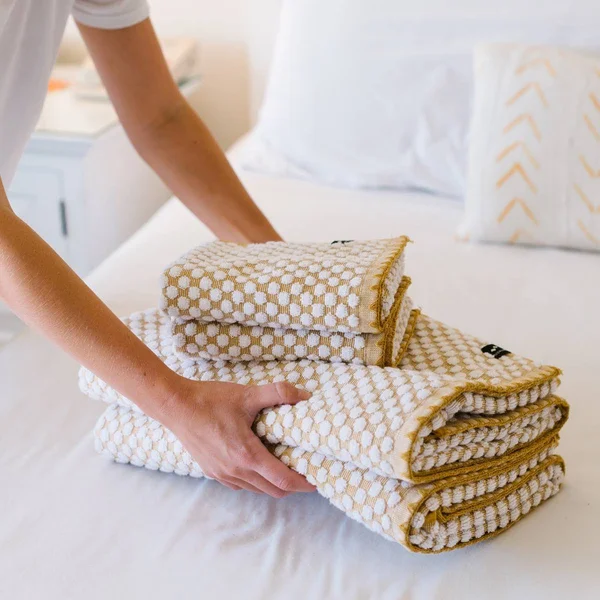 Slowtide Clive Cotton Towels, Set of 4 - Mustard