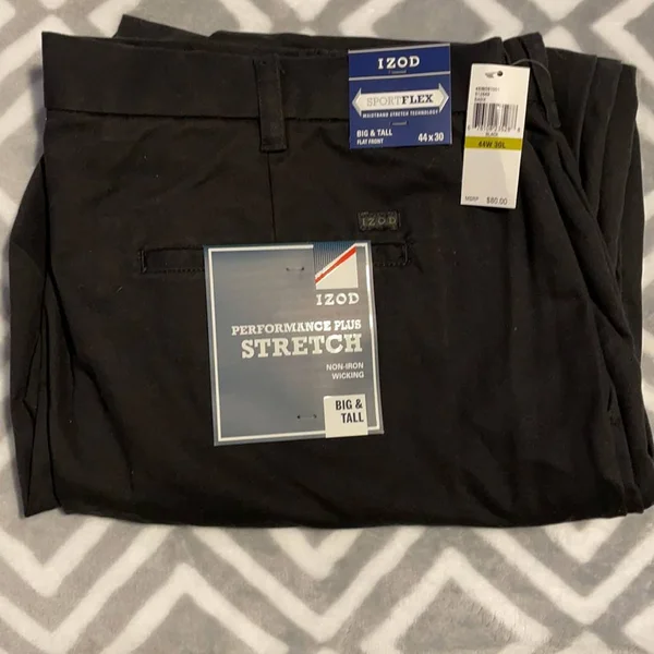 Izod Black Big & Tall Straight Fit Flat Front Performance Stretch Pants