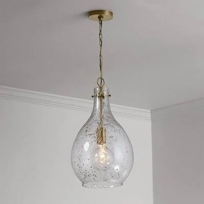 Wilkinson 1 - Light Single Teardrop Pendant with Metal Accents Highland Dunes Finish: Matte Black - Shade Color: Seeded Stone