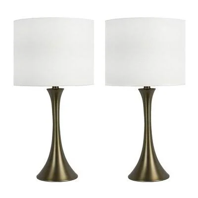 Whisman 24.25x22 Table Lamp Set Wade Logan Base Color: Matte Golden Bronze, Shade Color: White