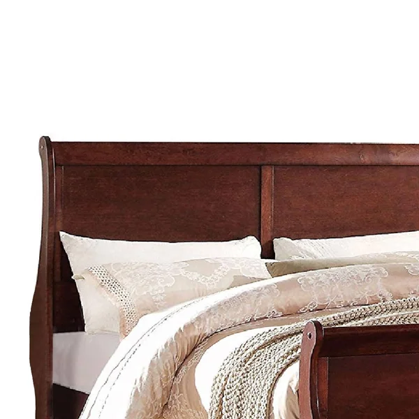 Transitional Style Wooden Queen Size Sleigh Bed Brown