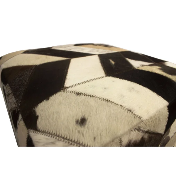 Noori Rug Geometric Hide Pouf Levi - Black (18x22x18x22x18x22)