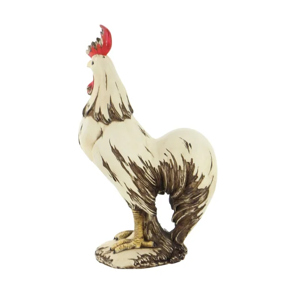 Benjara BM216401 Polystone Frame Rooster Sculpture with Stable Base Antique White