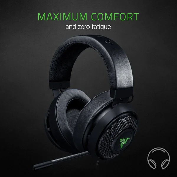 Razer Kraken 7.1 V2 Gaming Headset - Oval Ear Cushions - Black