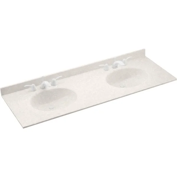 Ellipse Solid Surface 61x22 Double Bathroom Vanity Top Swan Top Finish: Glacier