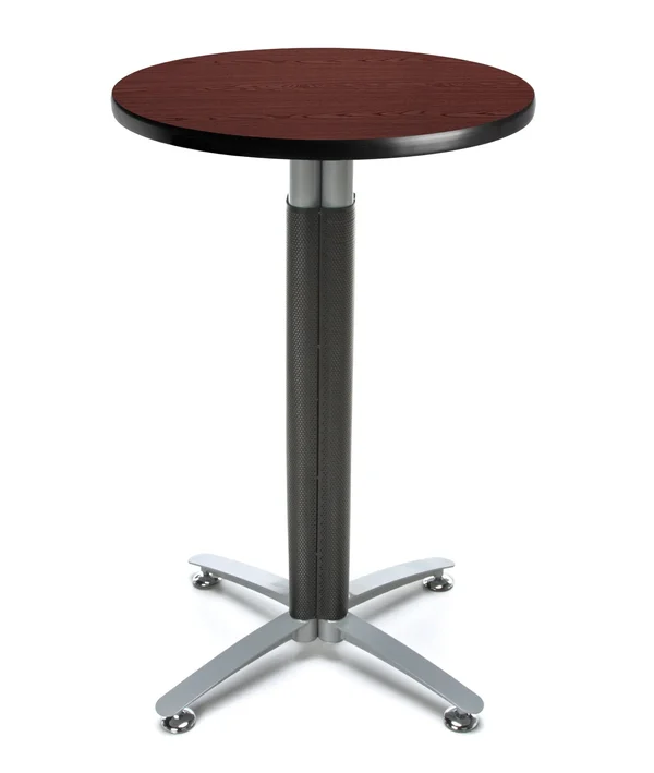 Ofm CMT24RD-MHGY 24 in. Round Metal Mesh Base Cafe Table - Mahogany