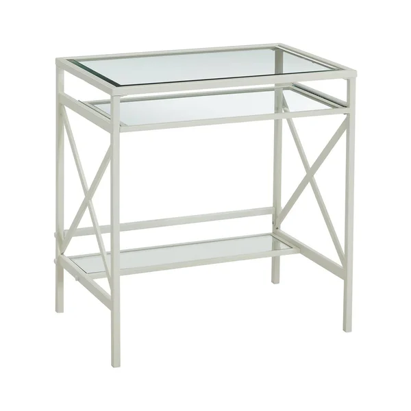 Southern Enterprises Elvan Metal & Glass Small-Space Desk - White