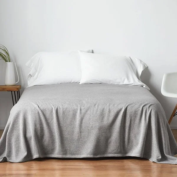 The Company Store Sweatshirt Knit Navy Full/Queen Reversible Blanket - Blue