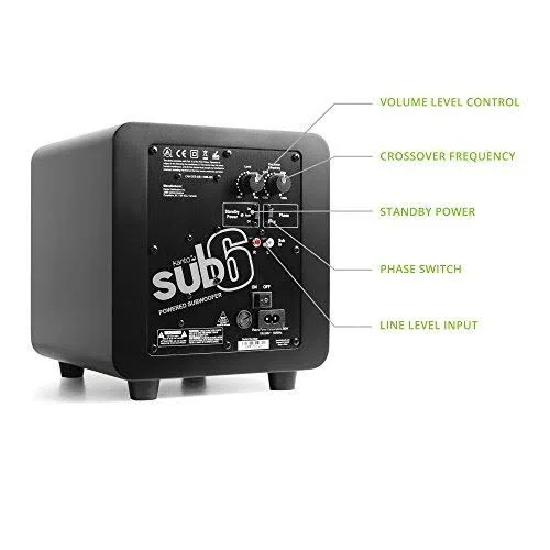 Kanto Sub8 Powered Subwoofer - 8 Paper Cone Driver - Powerful Bass Extension - Matte Black