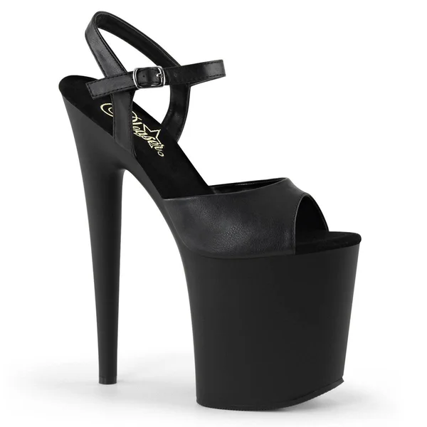 Pleaser FLAMINGO-809, 8x22 Heel Chrome Ankle Stra - Black/Silver 11