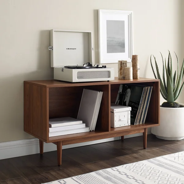 Crosley Liam Medium Record Storage Console Cabinet - Walnut