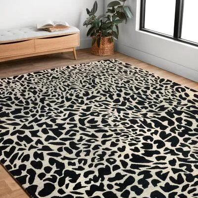 Masai Hand-Hooked Wool Black/Ivory Area Rug World Menagerie Rug Size: Rectangle 5& x 7&6x22