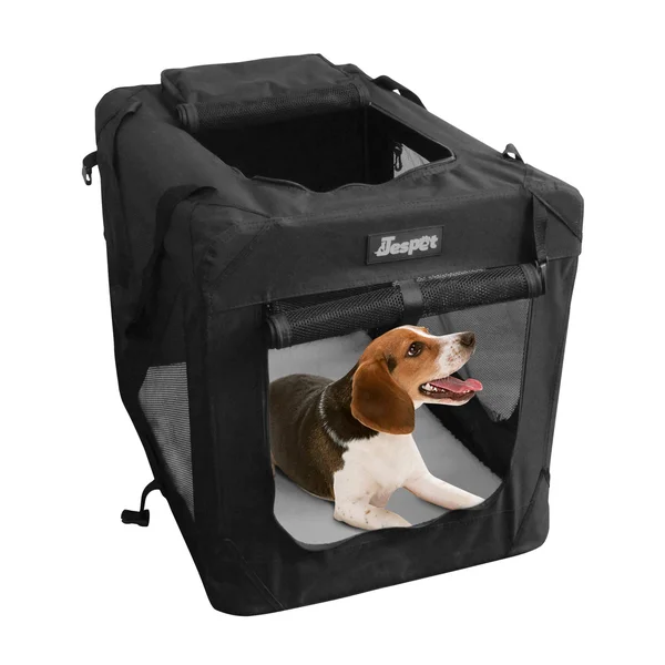 Jespet Soft Dog Crates Kennel for Pets, 3 Door Soft Sided Folding Travel Pet Carrier with Straps and Fleece Mat for Dogs, Cats