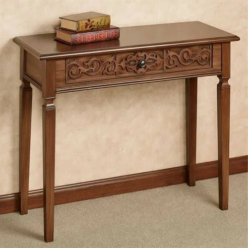 Cacia Carved Console Table Regal Walnut - Regal Walnut