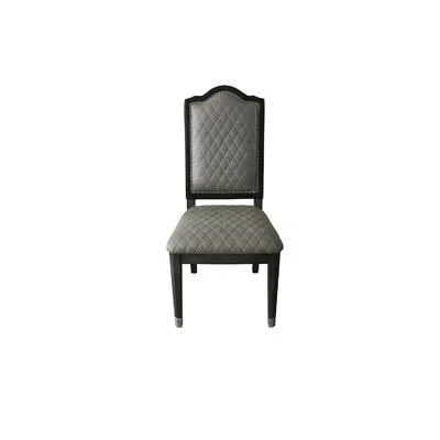 House Beatrice Side Chair, Two Tone Beige Fabric & Charcoal Finish Red Barrel Studio