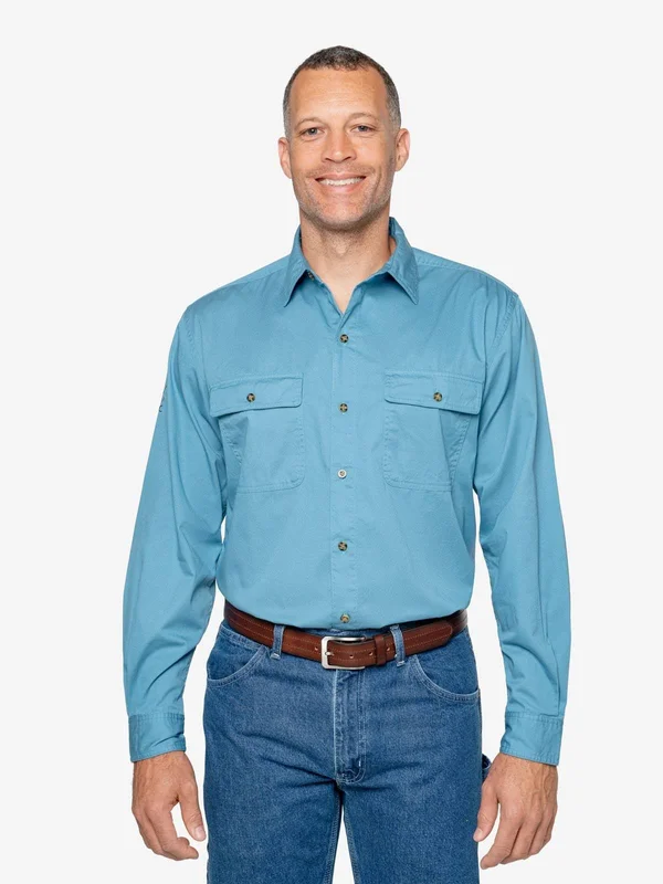 Insect Shield Men's Twill Work Shirt, Size Large, Stone, 100% Cotton