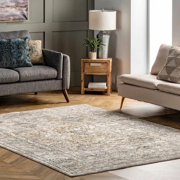 nuLOOM Kathleen Floral Beige 5 ft. x 8 ft. Indoor Area Rug