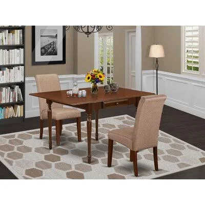 Aquinnah Bar Height Drop Leaf Solid Wood Rubberwood Dining Set Ophelia & Co. Table Top Color: Mahogany, Chair Color: Brown