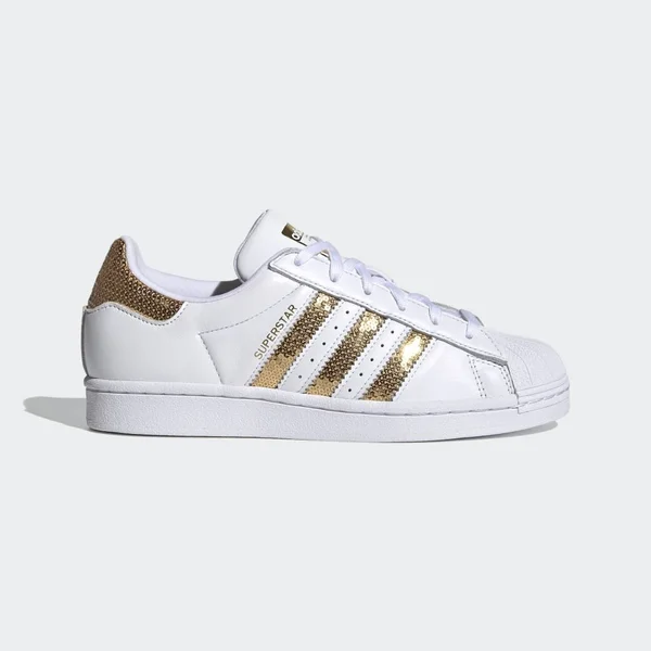Adidas Superstar White/Gold Women's Shoes - Size: 5.5