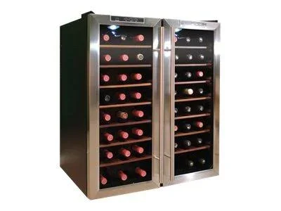 Vinotemp Eco Series VT-48TEDS-2Z 48-Bottle Dual Zone Thermoelectric Wine Cooler - 27.8x22 - Black/Stainless Steel