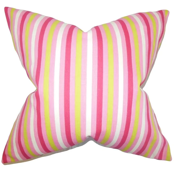 The Pillow Collection Keyla Stripes Floor Pillow Pink, Size: 26 x 26