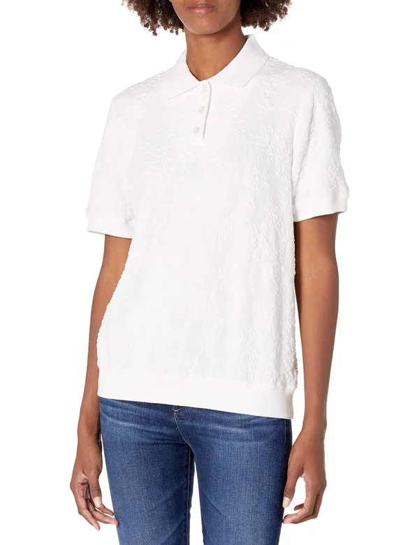 Alfred Dunner Classics Jacquard Top - White