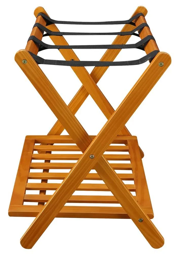 Casual Home Luggage Rack with Shelf - honey-oak