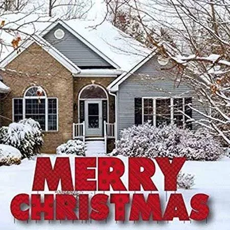 Merry Christmas Letters Yard Card 14pcs Includes Stakes, Size: Multi, Red