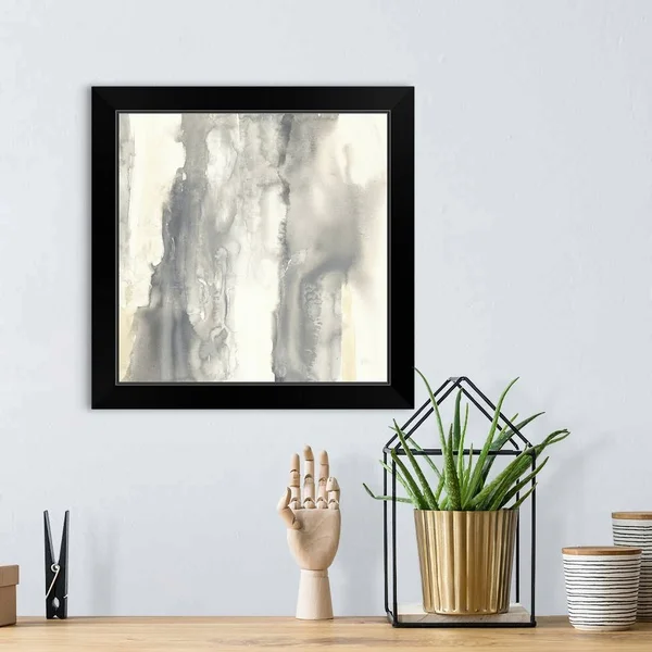 Pale Taupe II - Black Framed Wall Art, 16x16, Great Big Canvas
