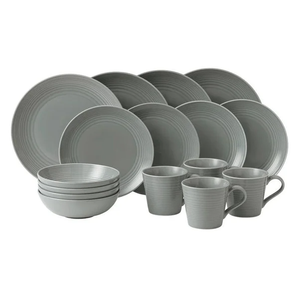 Gordon Ramsay by Royal Doulton Maze Stoneware 16 Piece Dinnerware Set - Blue