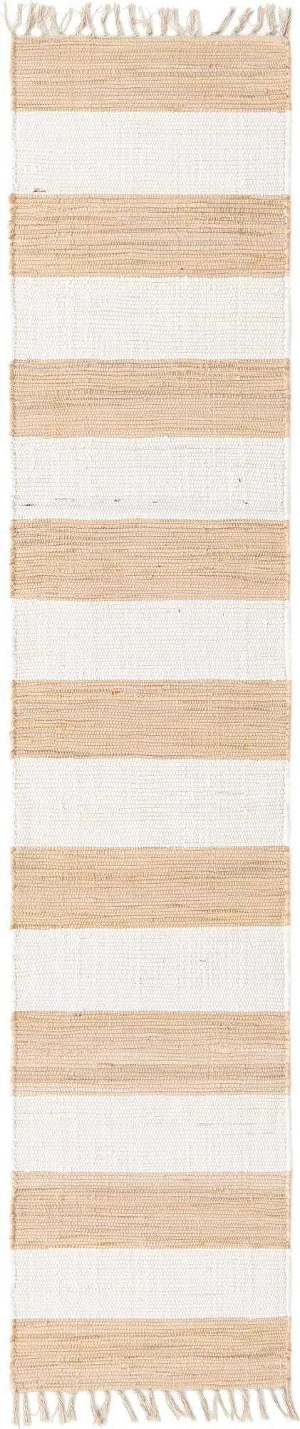Unique Loom Chindi Rag Striped Area Rug 2& 2 x 10& Runner Beige/Tan