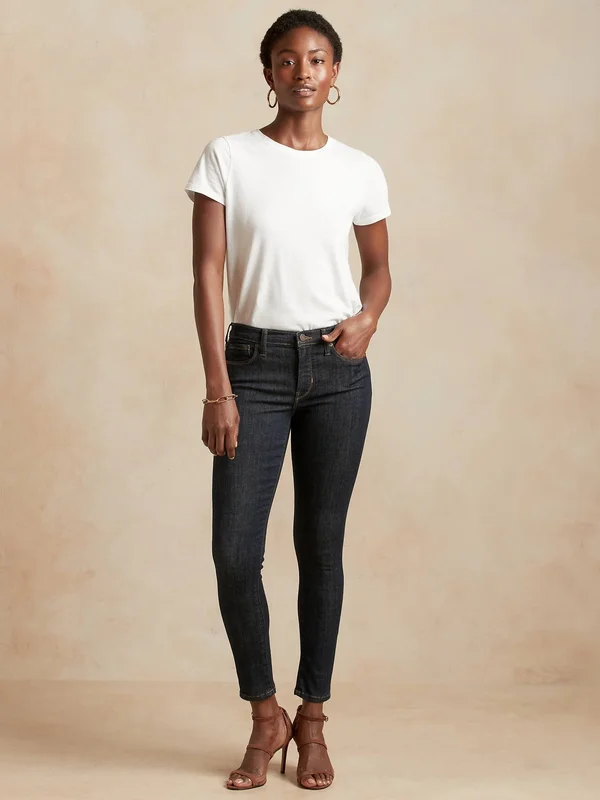 Banana Republic Women's Mid-Rise Skinny Soft Sculpt Jean Dark Rinse Size 33 Regular