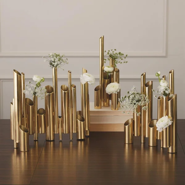 Multi Pipe Vase-Brass-Sm, Global Views 9.92977