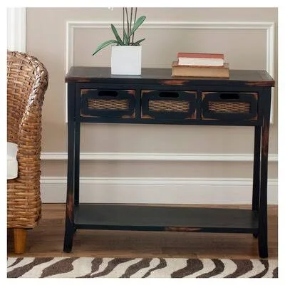 34x22 Solid Wood Console Table August Grove Color: Black