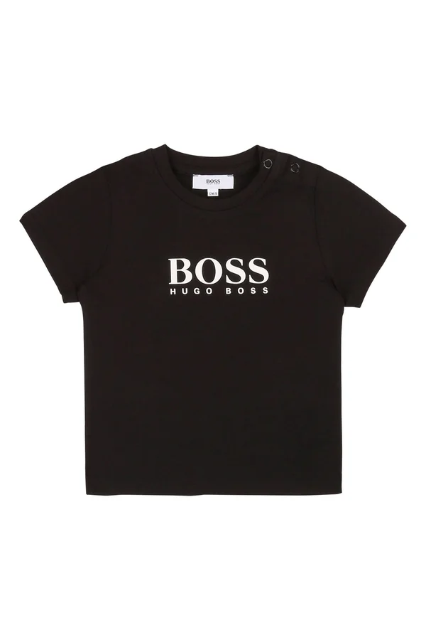 Boss Kidswear Boys Black Cotton Logo T-Shirt