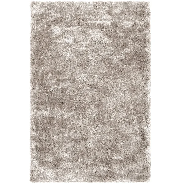 2' x 3' Solid Gray Shag Hand Woven Rectangular Area Throw Rug