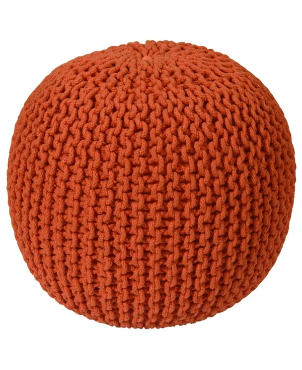 Pouf Ottoman Cotton Rope - Red, 16-inch, 18 x 18 x 16