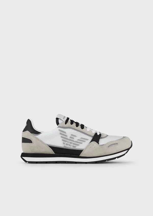 Emporio Armani Men Polyester, Bovine Leather, Polyamide Sneakers - Size 6.5, Beige