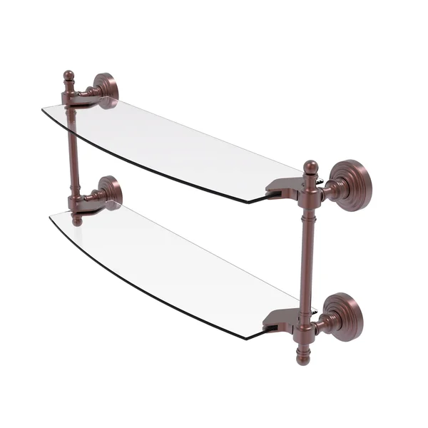Allied Brass Retro Wave Collection 18 inch Two Tiered Glass Shelf Satin Nickel