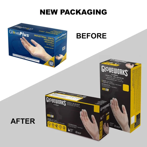 GlovePlus Clear Vinyl Industrial Latex Free Disposable Gloves (Case of 1000)