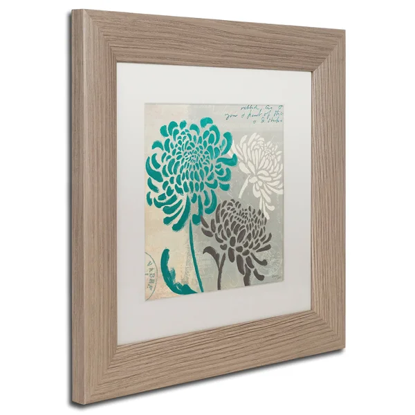 Trademark Fine Art Chrysanthemums I by Wellington Studio - White Matte, Birch Frame 11x11-Inch