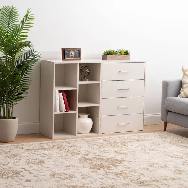 Iris 4 Drawer Wood Dresser - Off White, Collan Series