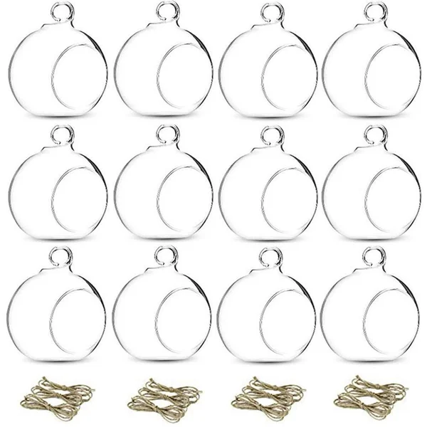 NUPTIO 12 Pcs 3.15x22 Diameter Hanging Glass Terrarium Globe Tea Light Candle Holders Home Wedding Party Centerpieces
